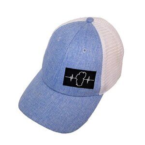 Tahoe Heartbeat Adjustable Snapback Trucker Hat Mesh Back Blue Color Embroidered